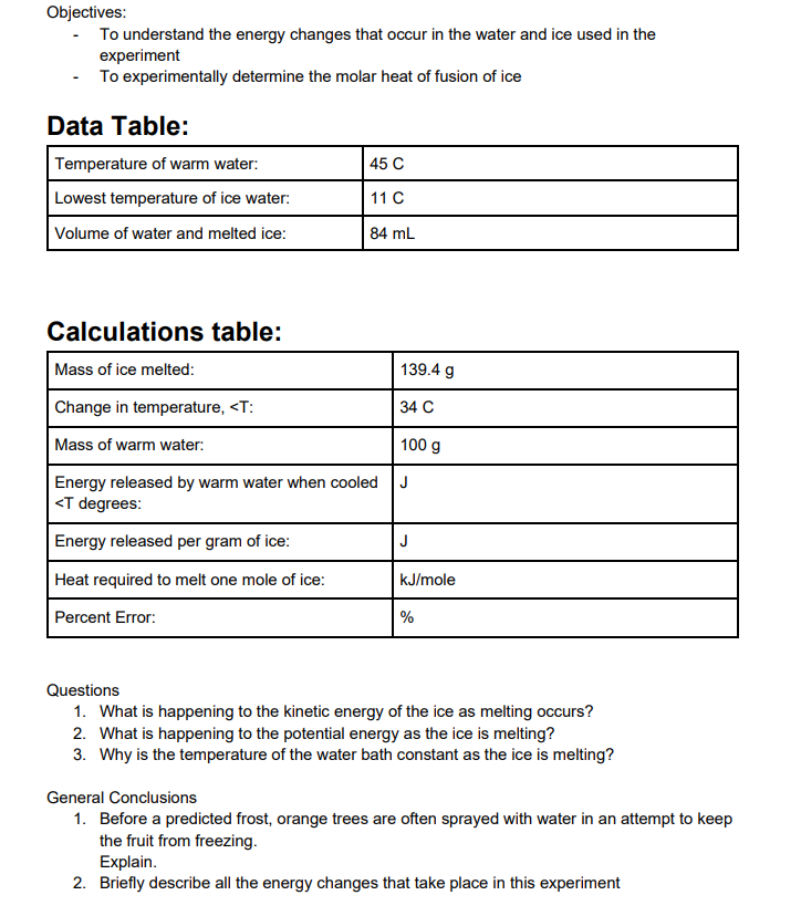  Objectives: - To understand the energy changes that occur in the