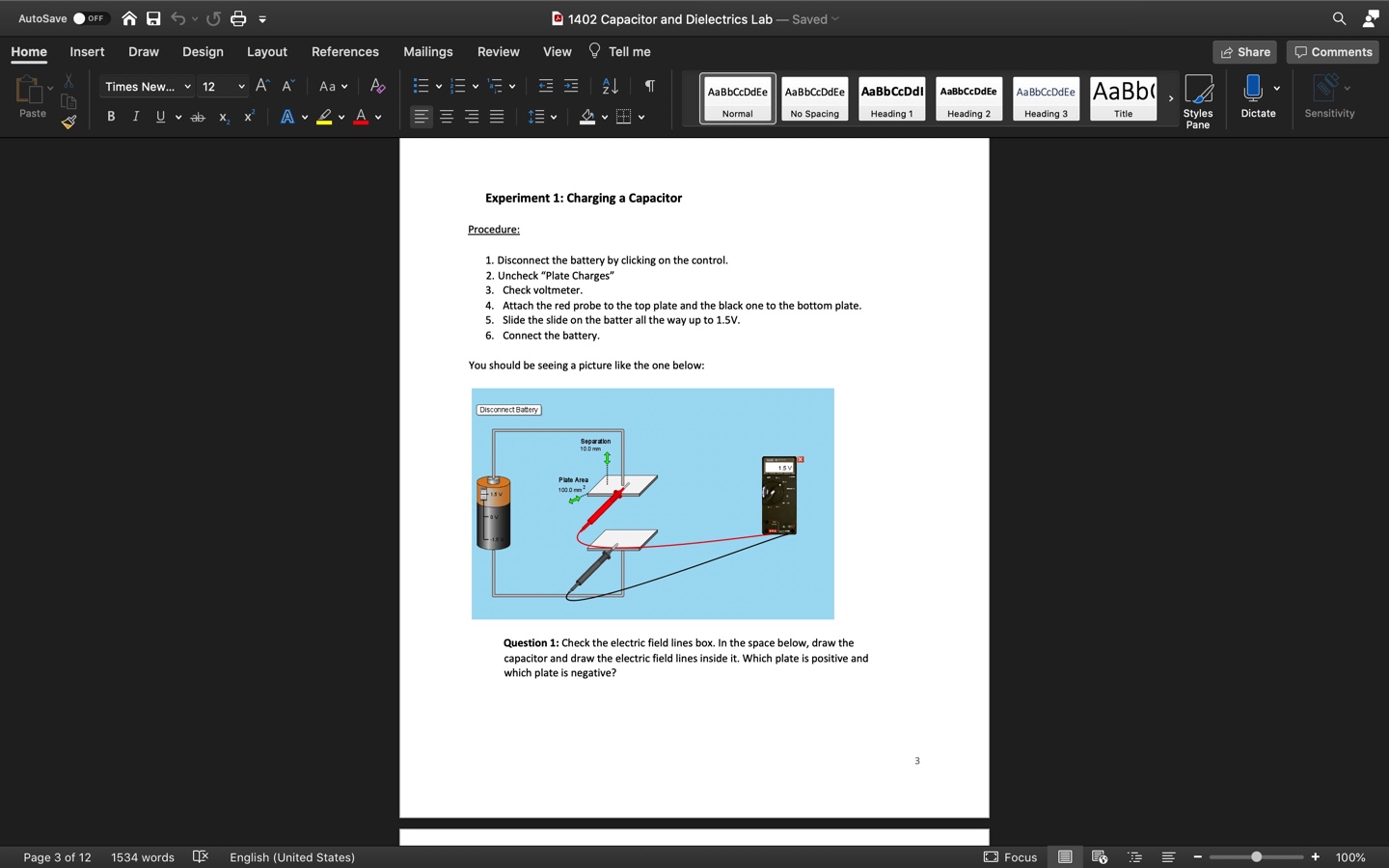 No Spacing Heading 1 Heading 3 styles Dictate Pane Question 3: When