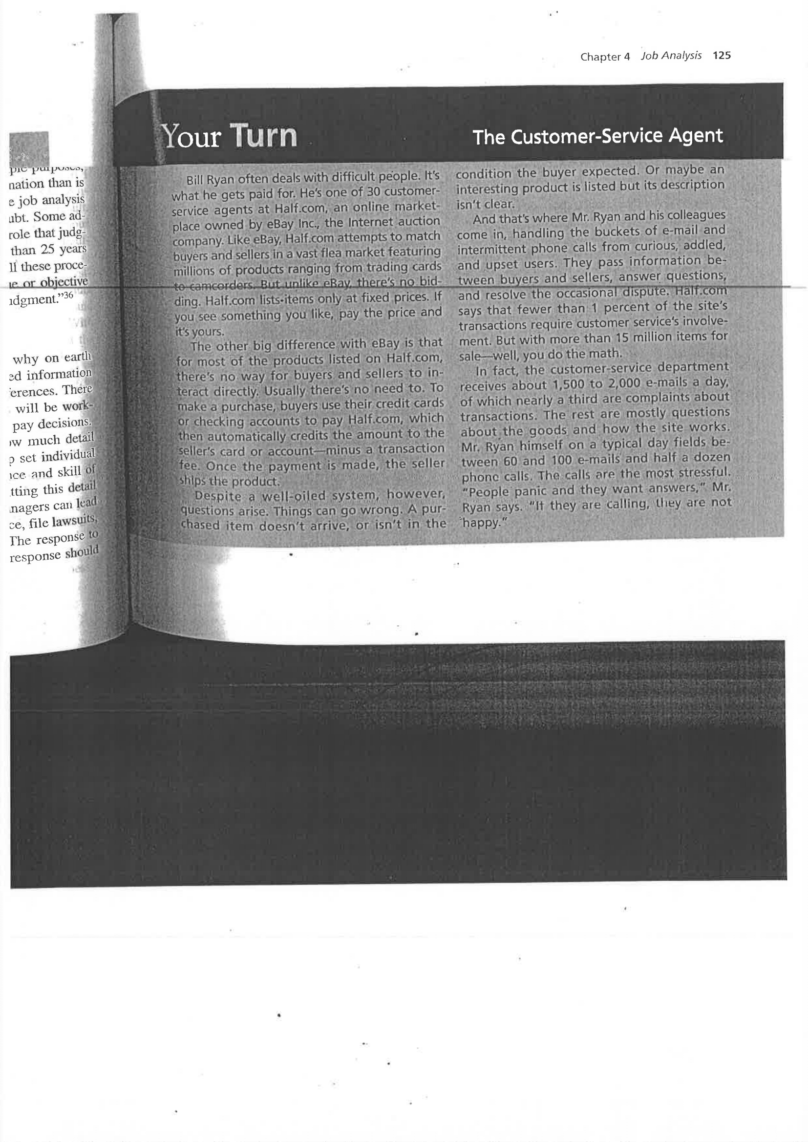  Chapter 4 Job Analysis 125 Your Turn The Customer-Service Agent nation