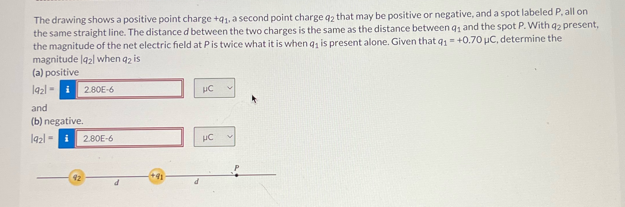 Solve for part a and b The drawing shows a positive point