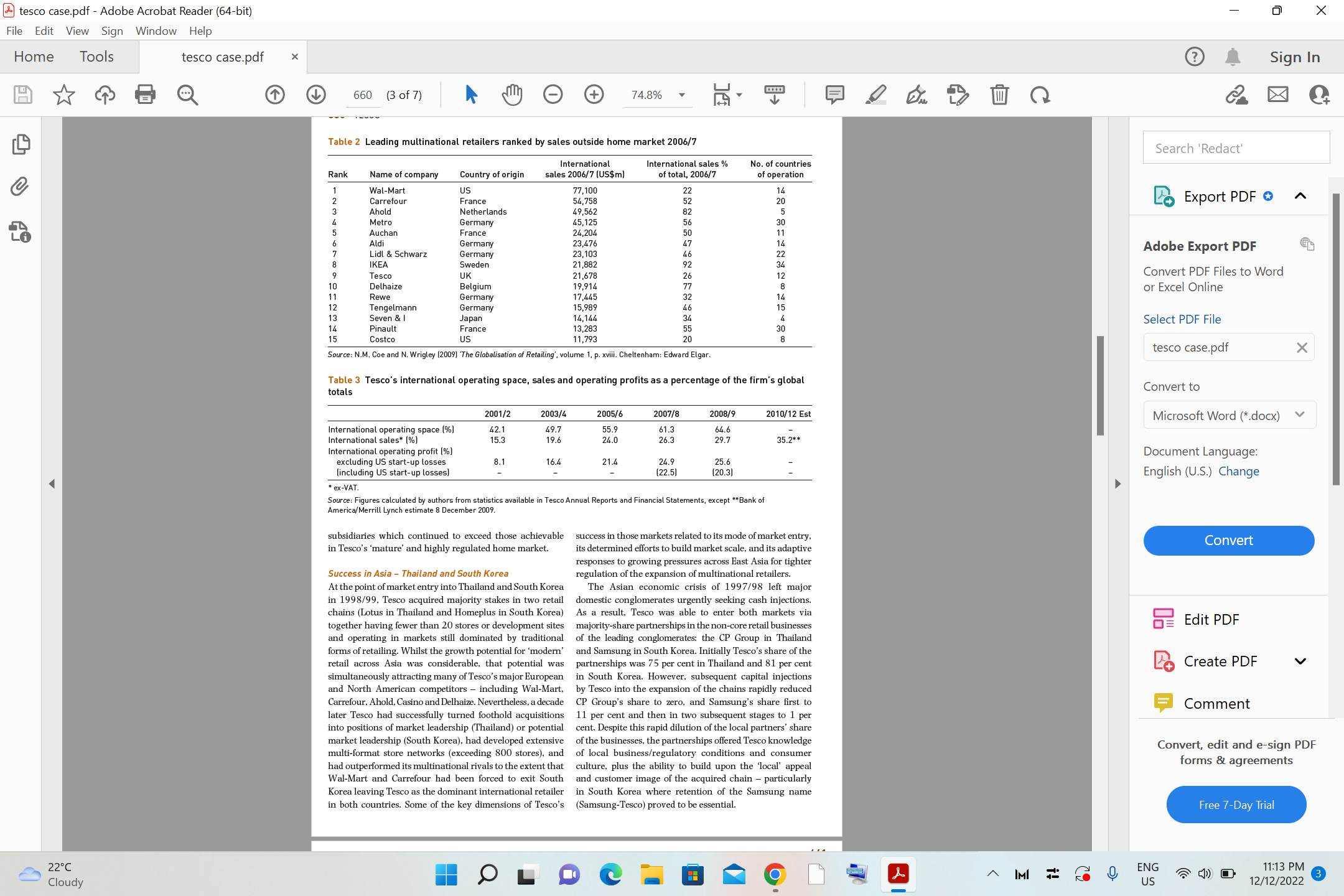 T 658 (1 of 7) 74.8% CASE STUDY Search 'Redact' Tesco: from