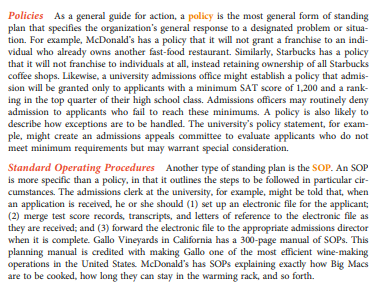 and implementation of operational plans. Operational plans are derived from tactical plans