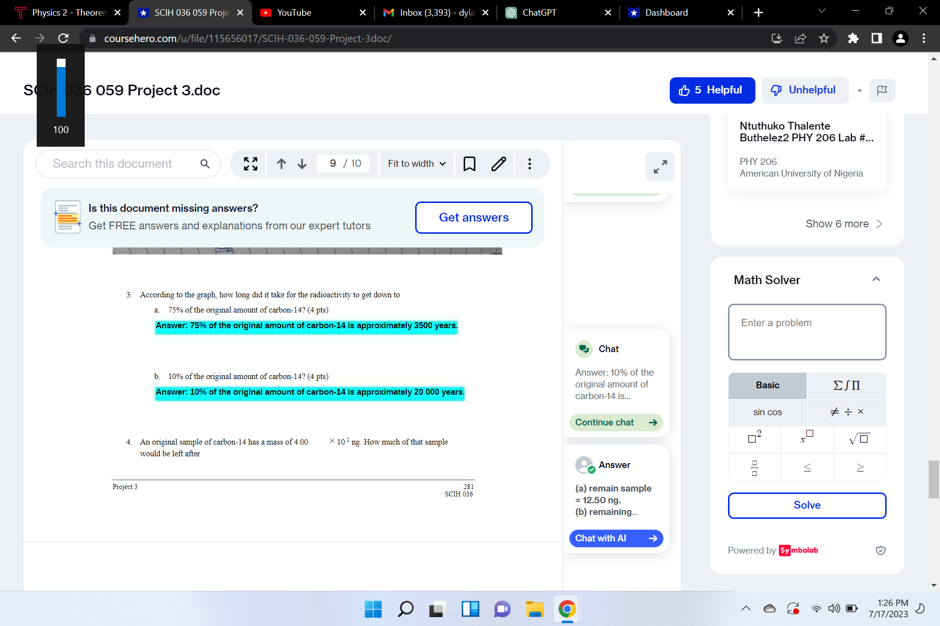 Can you answer question 3 A and B please. show your work