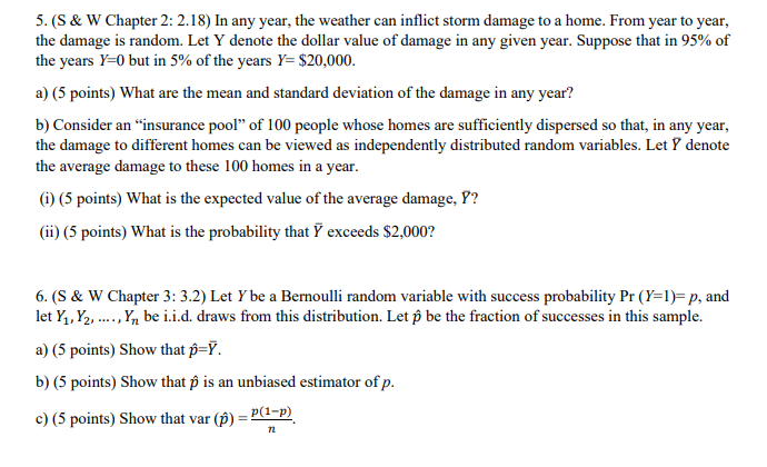  5. (S & W Chapter 2: 2.18) In any year, the