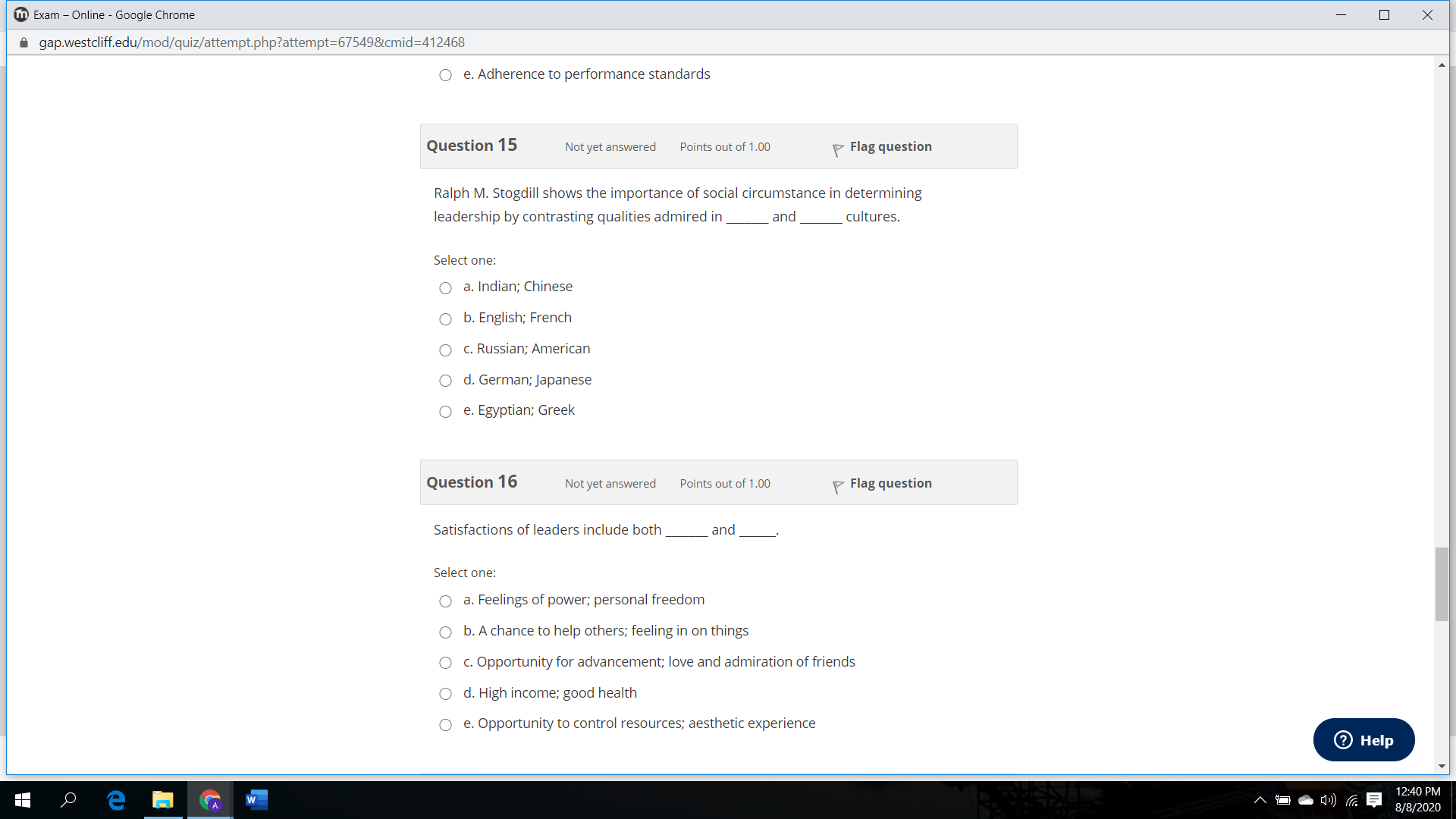 out of 1.00 Flag question Vince Lombardi had a personality; his followers'