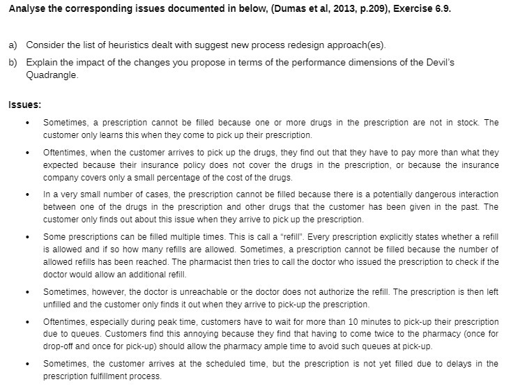  Analyse the corresponding issues documented in below, (Dumas et al, 2013,