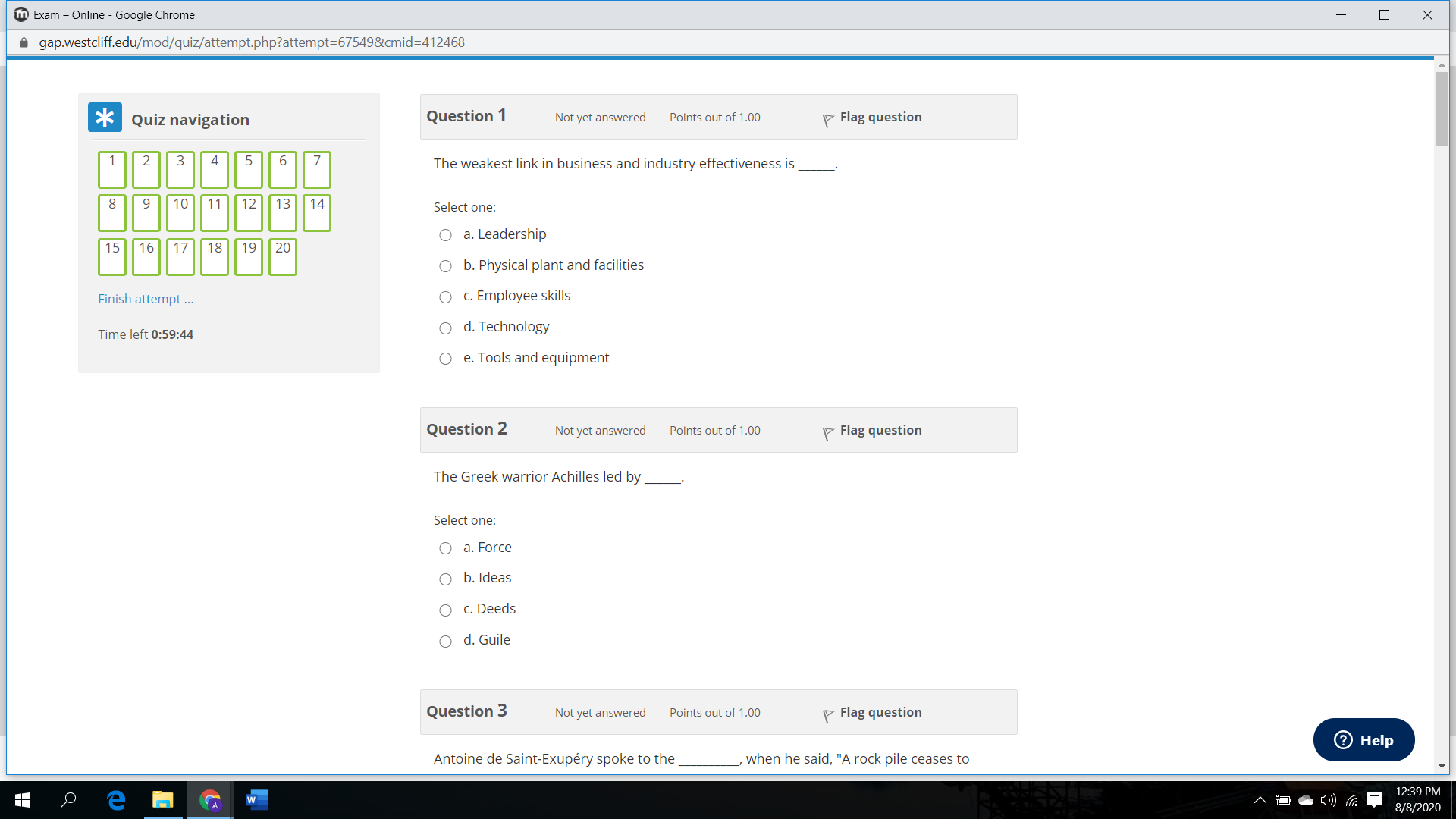 please choose one right answer from each question m Exam - Online
