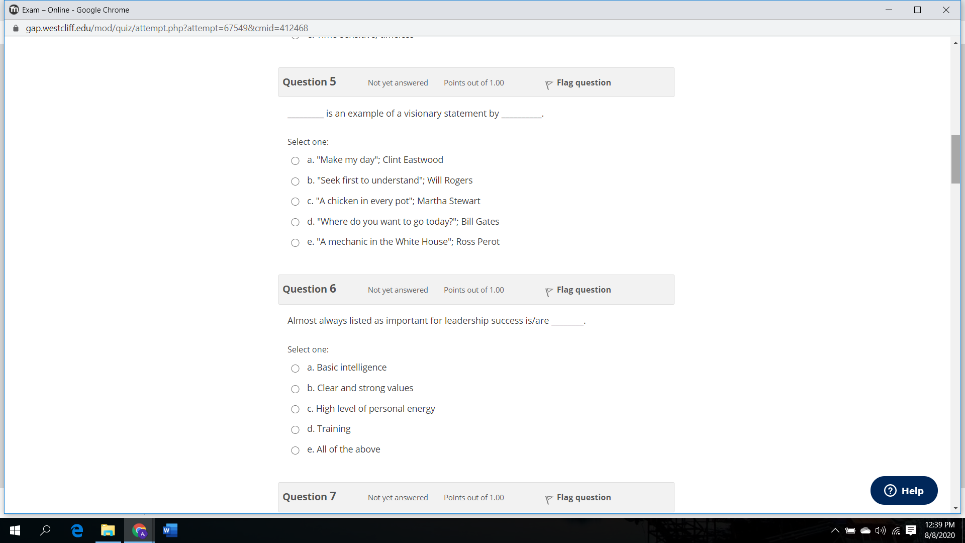 yet answered Points out of 1.00 Flag question 2 3 4 5