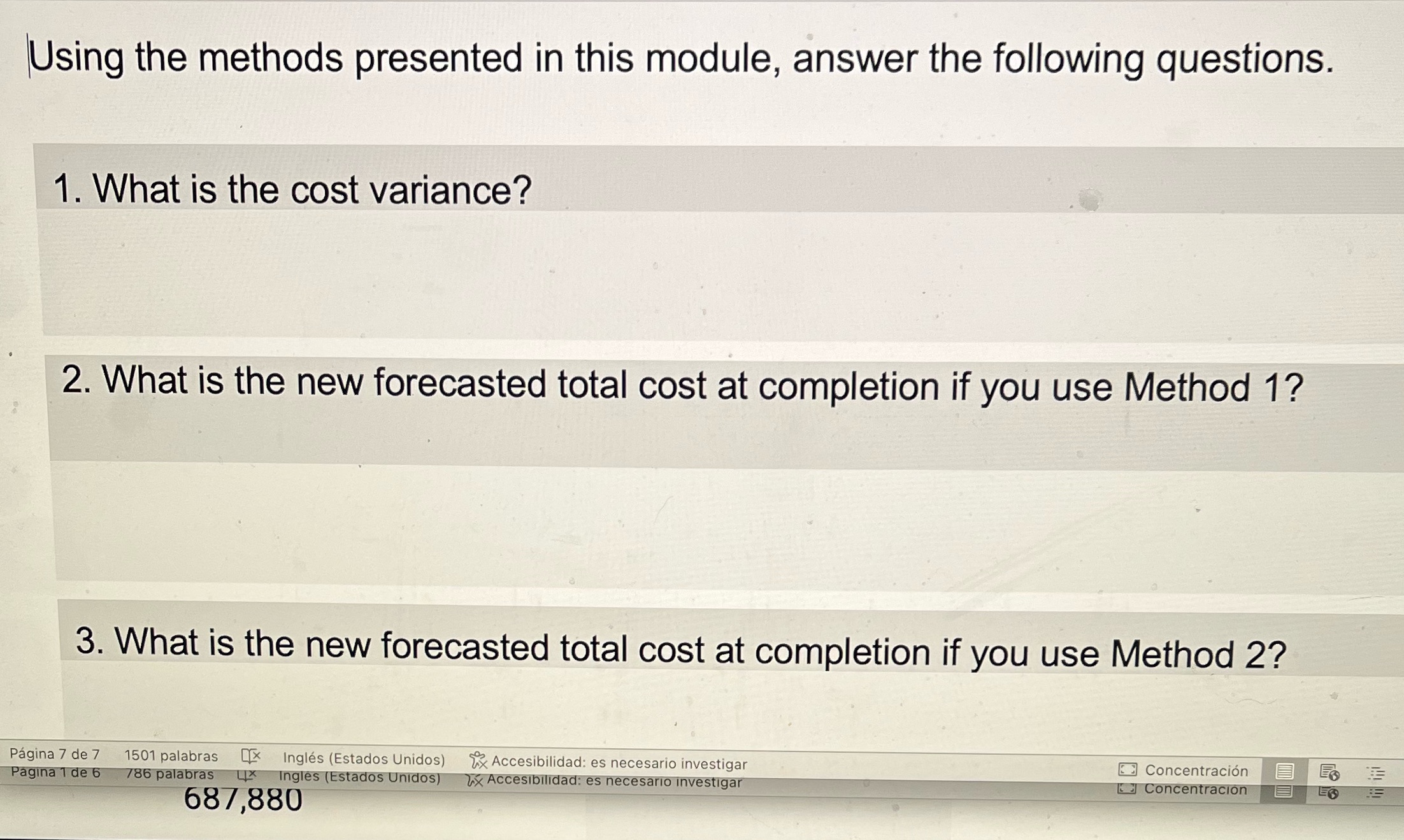 CEMP504 part 3 Using the methods presented in this module, answer the