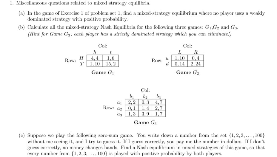 Please help on game theory homework only 2 questions, just for part