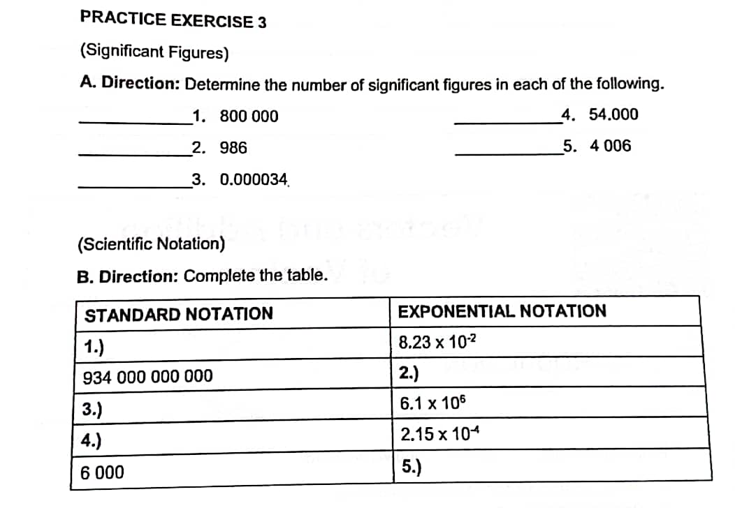 separate sheet of paper. 1. Average height of a human (second. centimeter.