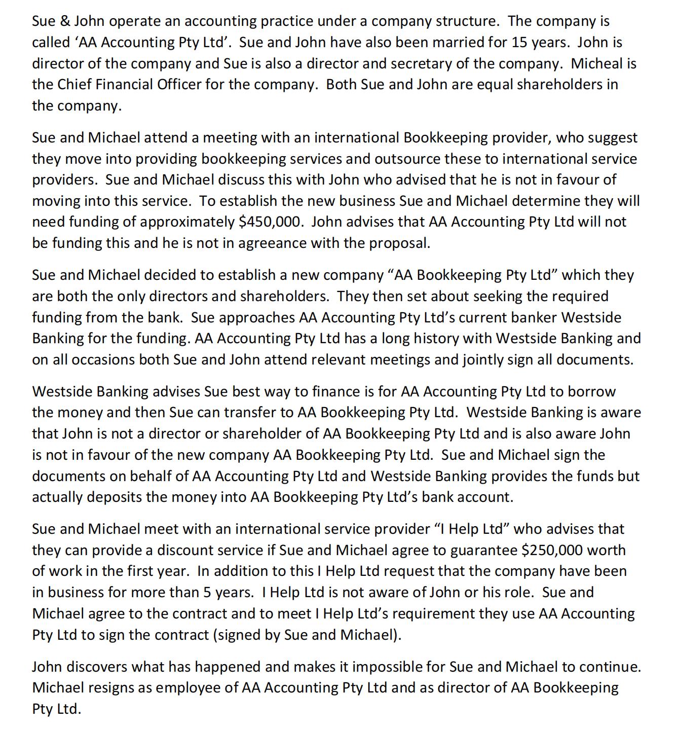 Pty Ltd. Focus should be on the assumptions in s129 of the