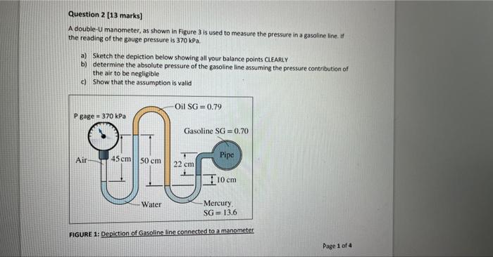  A double- U manometer, as shown in Figure 3 is used