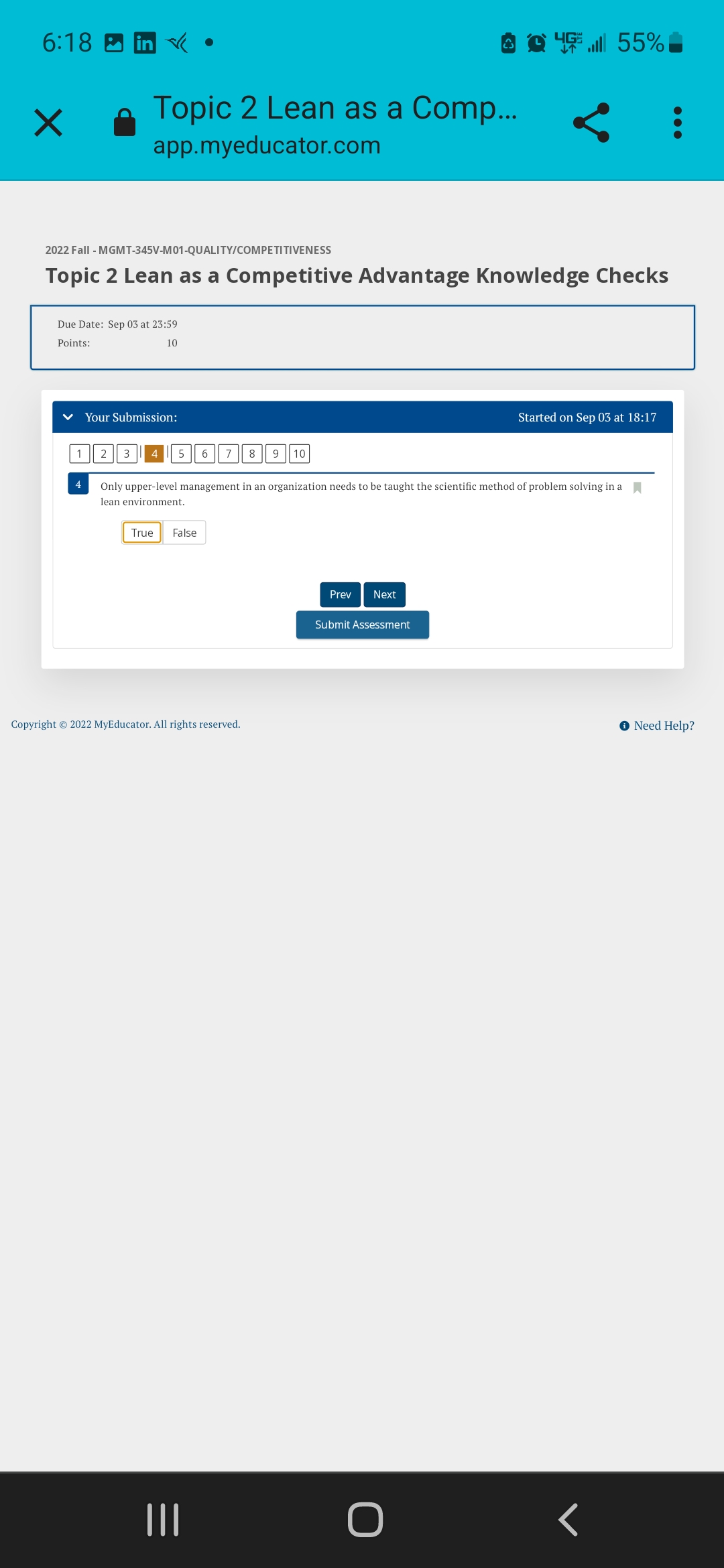 Topic 2 Lean as a Competitive Advantage Knowledge Checks Due Date: Sep
