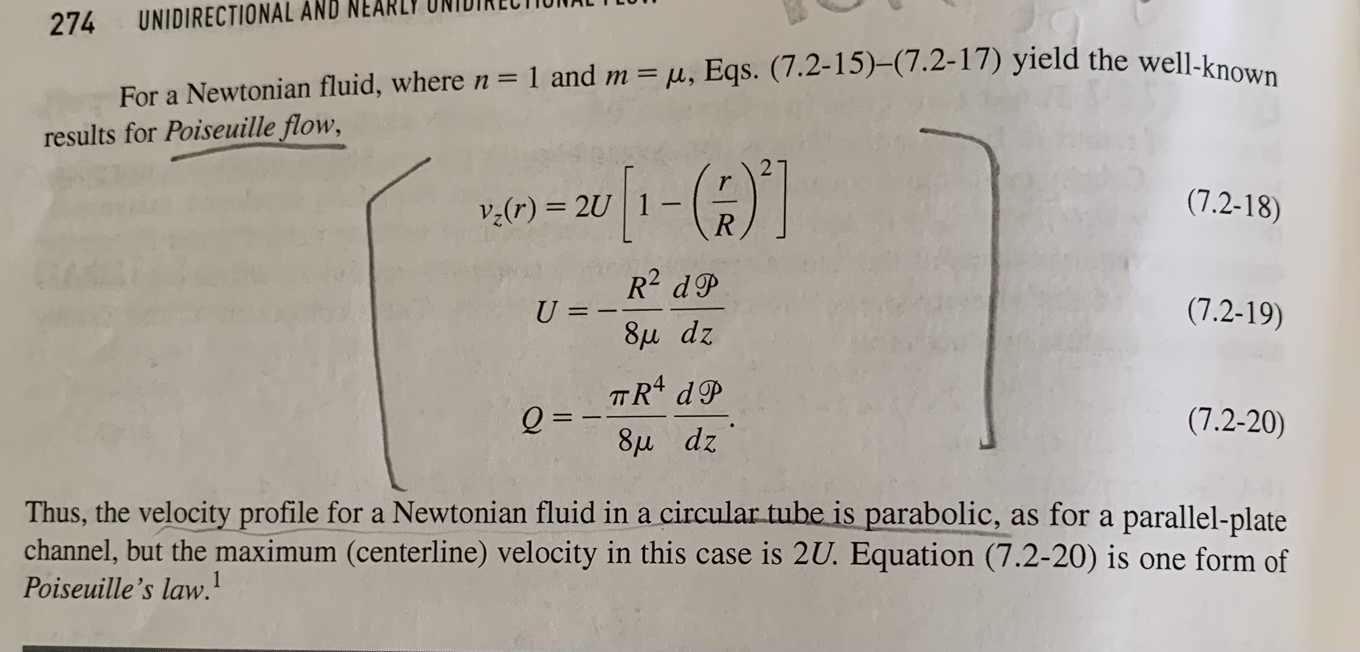(6.6-2). Derive an expression for the volumetric flow rate in a tube
