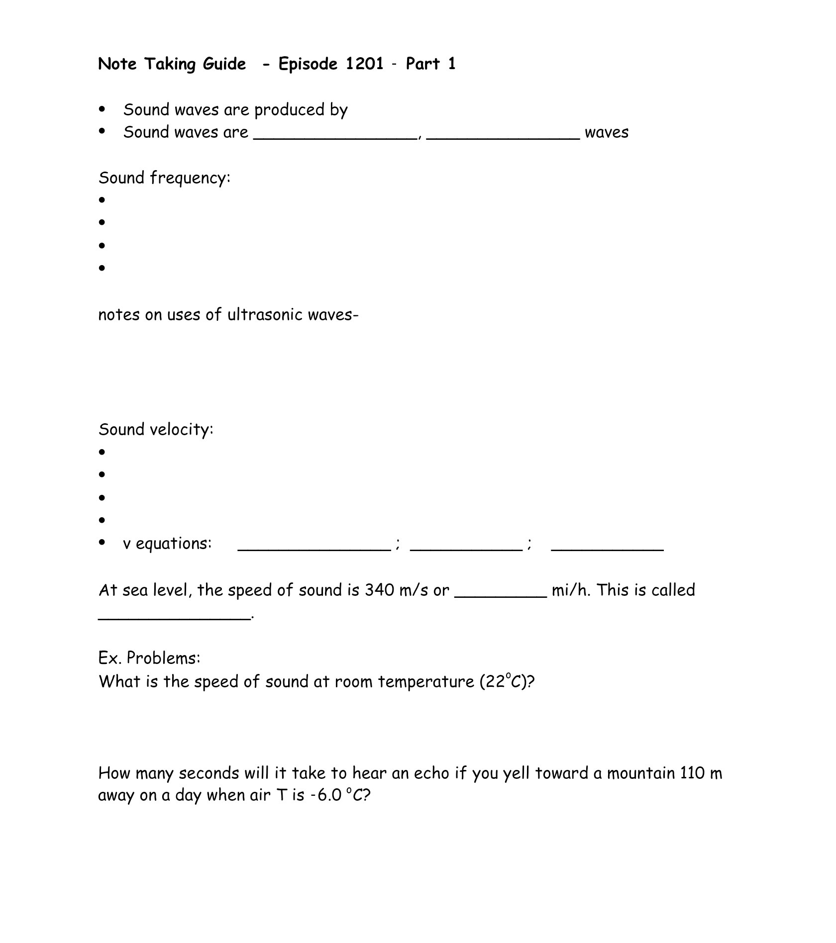  Nofe Taking Guide - Episode 1201 - Par? 1 0 Sound