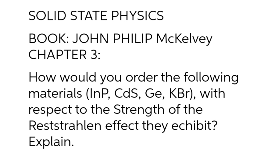 P3Ans fast SOLID STATE PHYSICS BOOK: JOHN PHILIP Mckelvey CHAPTER 3: How
