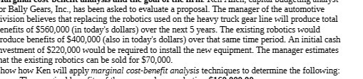  or Bally Gears, Inc., has been asked to evaluate a proposal.