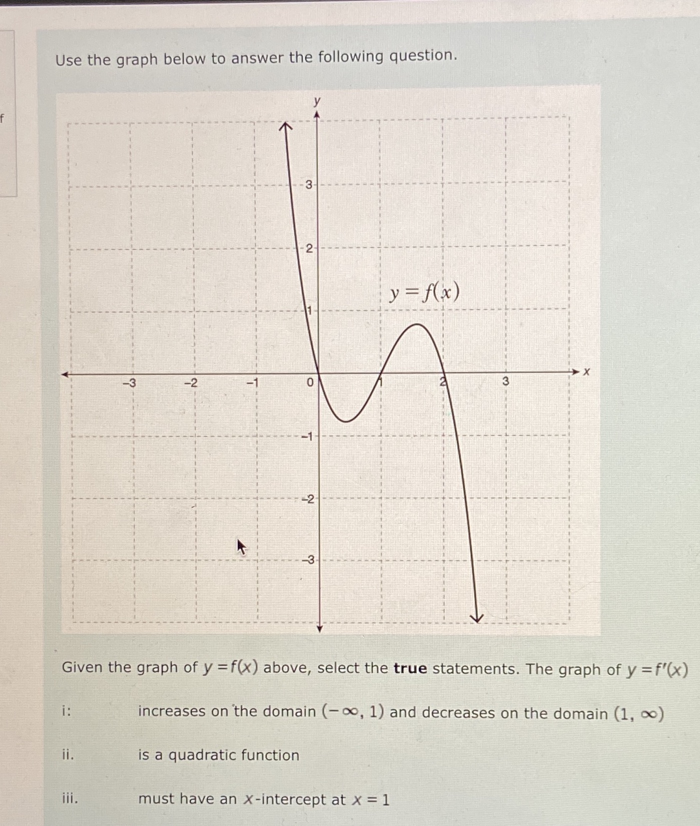 which statement(s) is true Use the graph below to answer the following