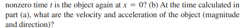 f = 0 it is at x = 0. Its x-component of