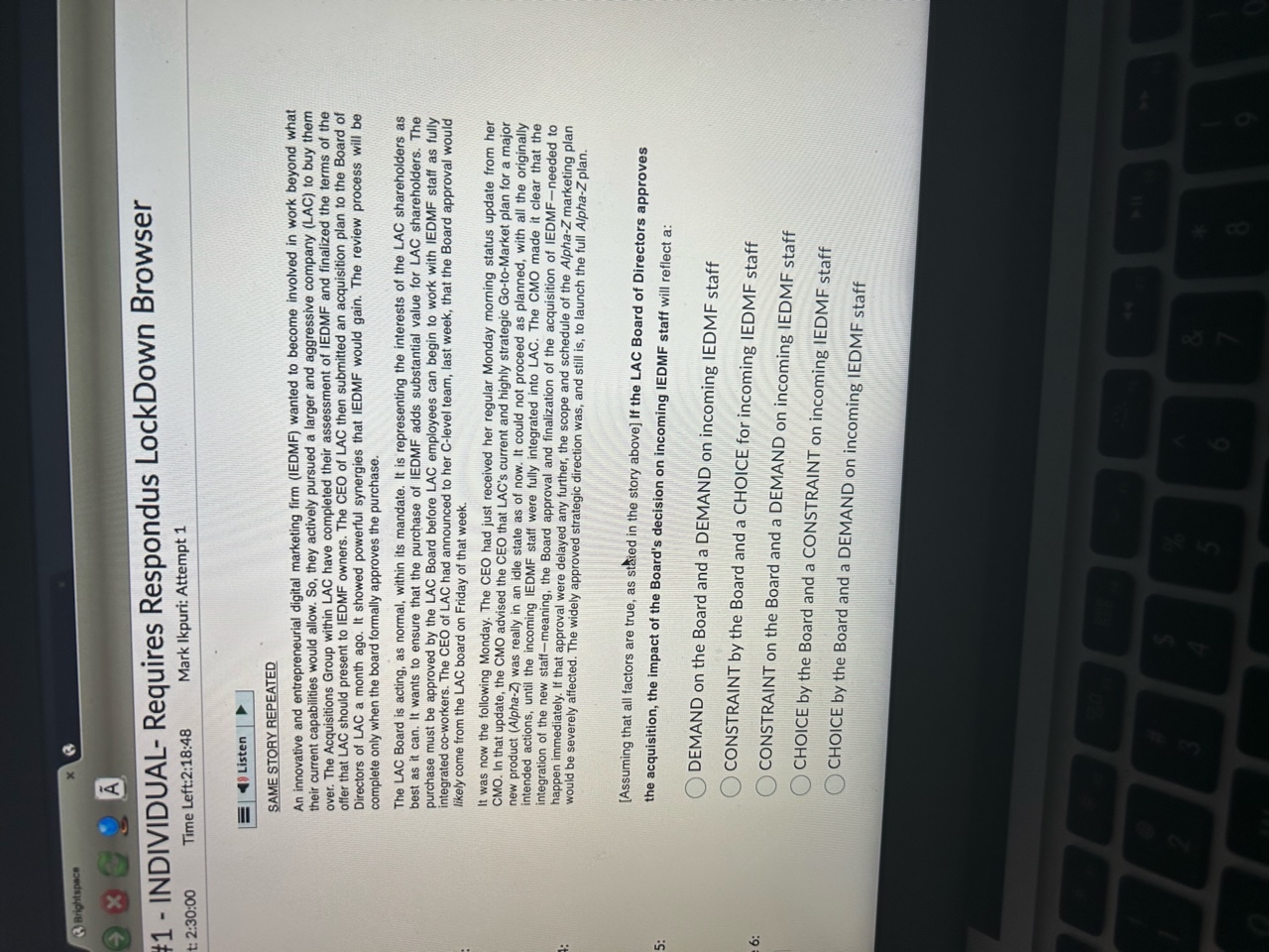 behaviour? More loyalty More flexibility More expertise More initiative More collegiality D