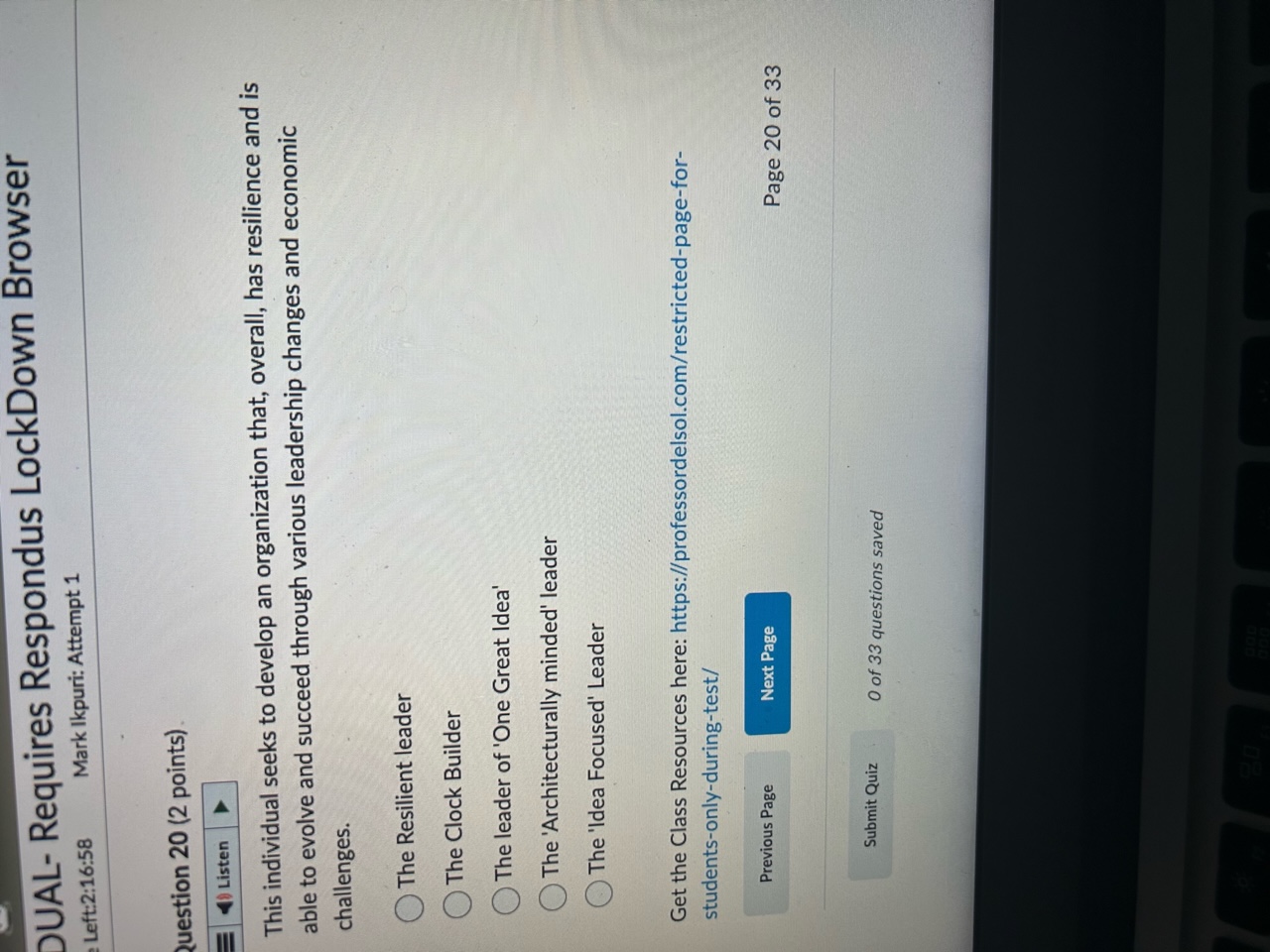 Quiz 0 of 33 questions saved 203 rightspace xCO A INDIVIDUAL- Requires