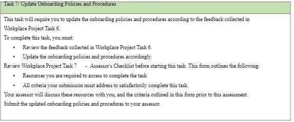 Task 7: Update Onboarding Policies and Procedures This task will require