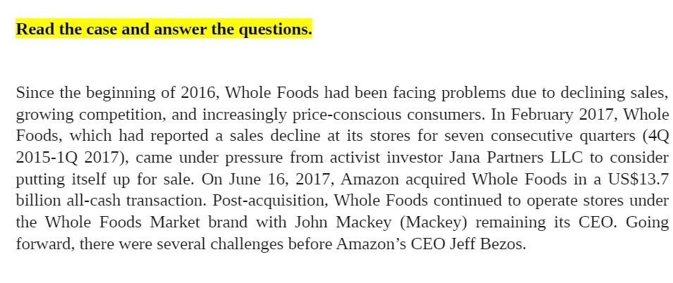 Read the case and answer the questions. Since the beginning of