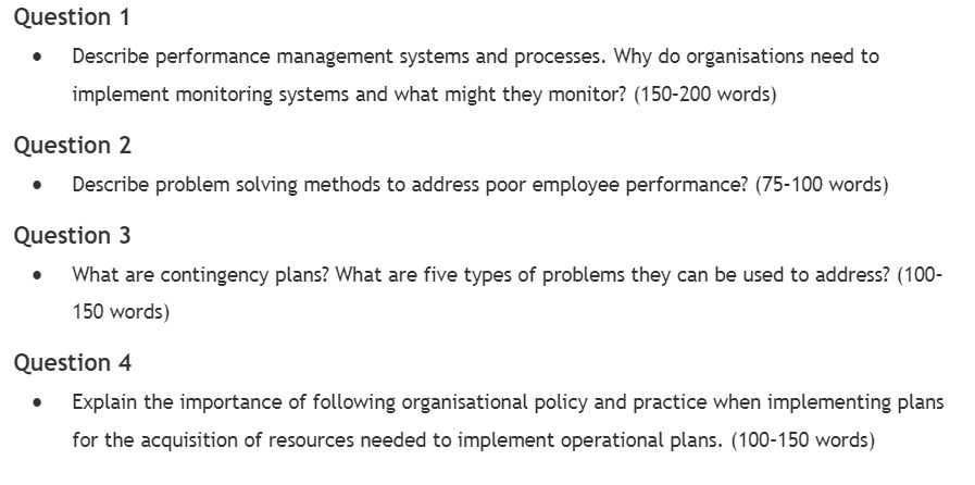  Question 1 0 Describe performance management systems and processes. Why do