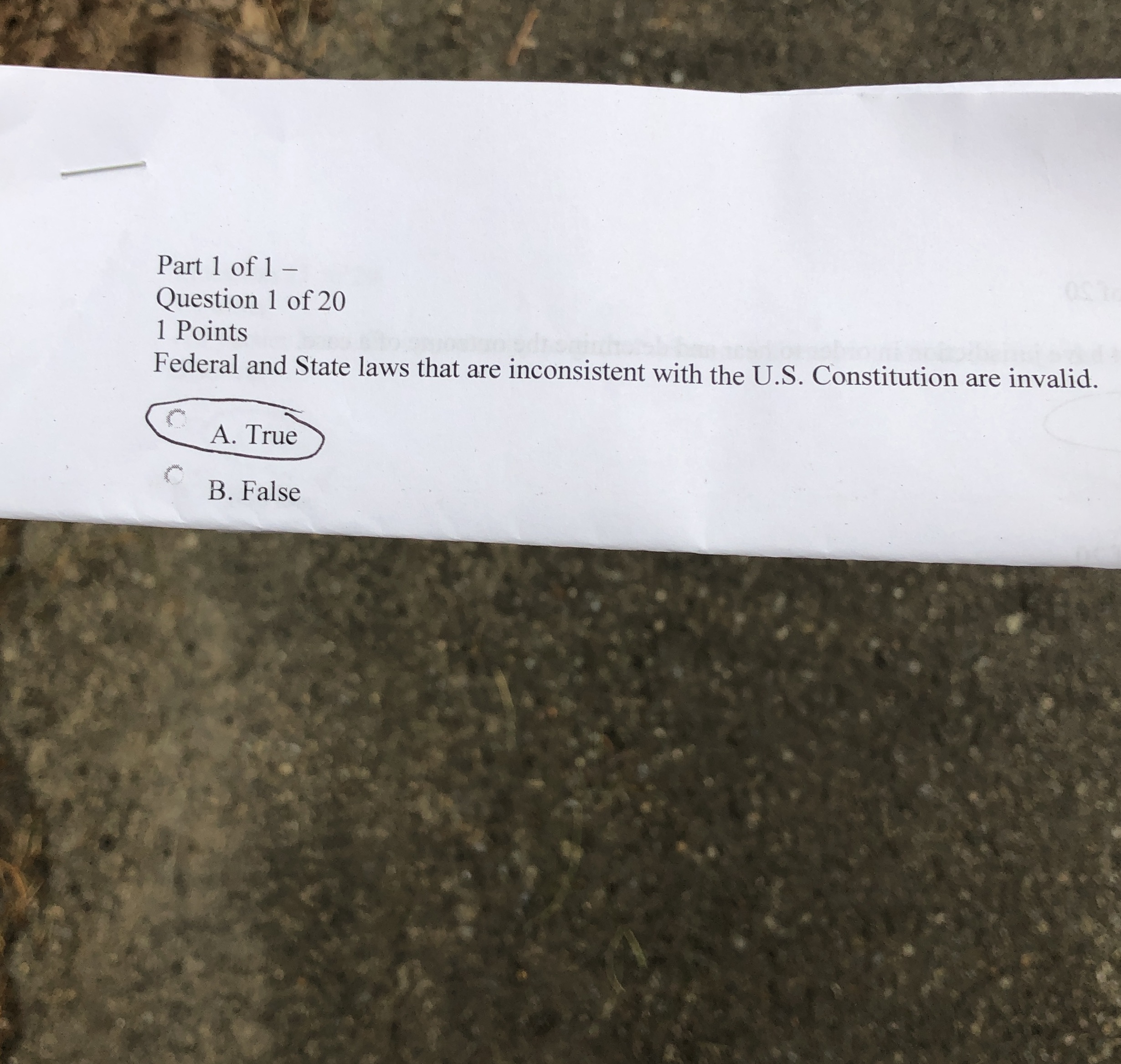 Please answer. I am wondering about the State portion Part 1 of