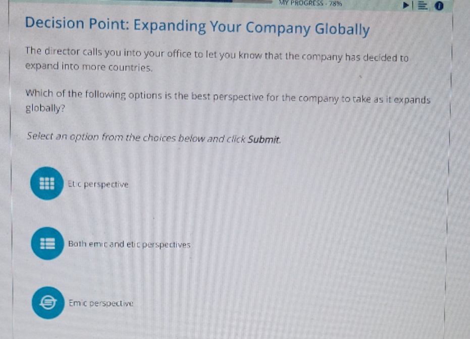 pick the best answer among the 3 below MY PROGRESS - 7816