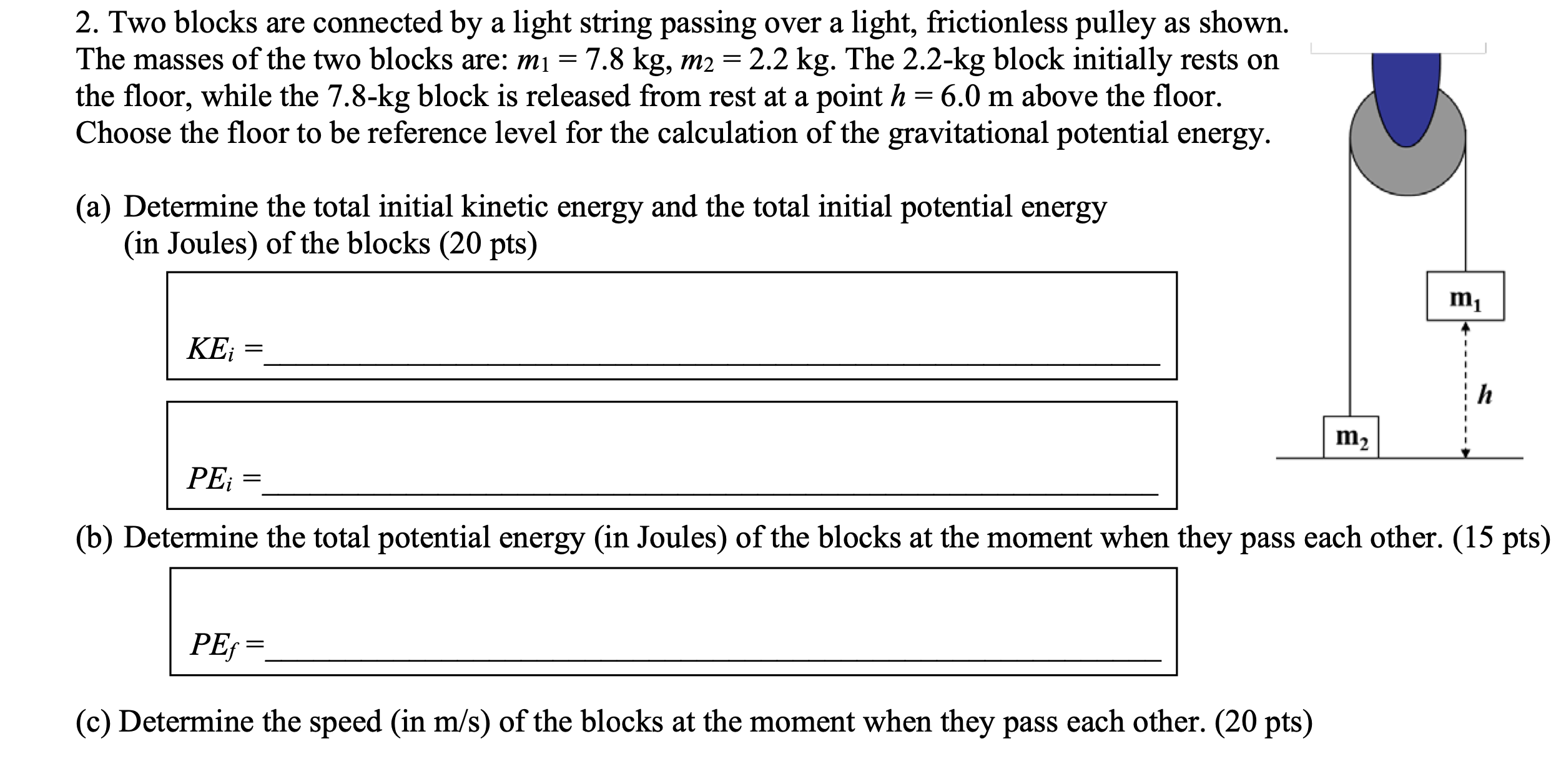 2. Two blocks are connected by alight string passing over alight,