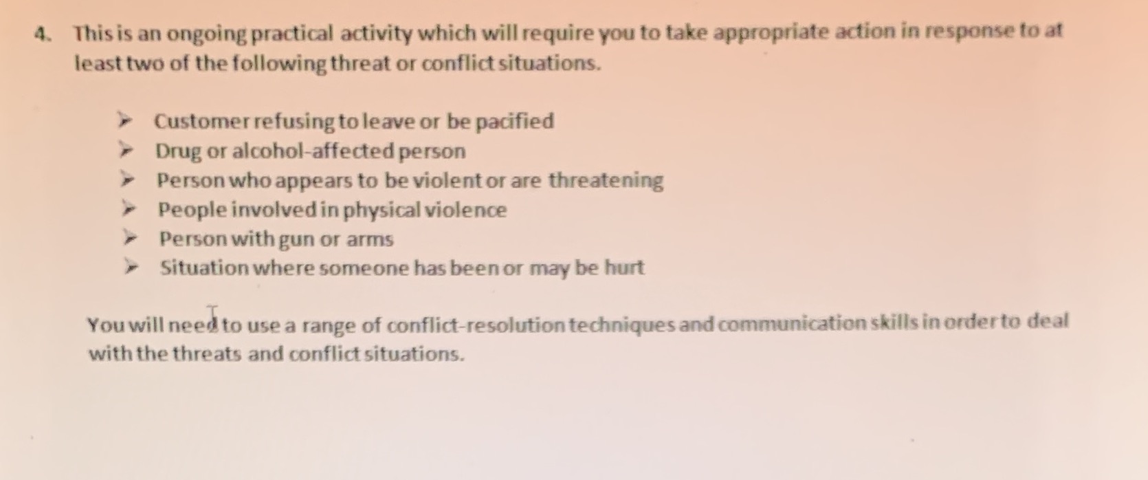  4. This is an ongoing practical activity which will require you