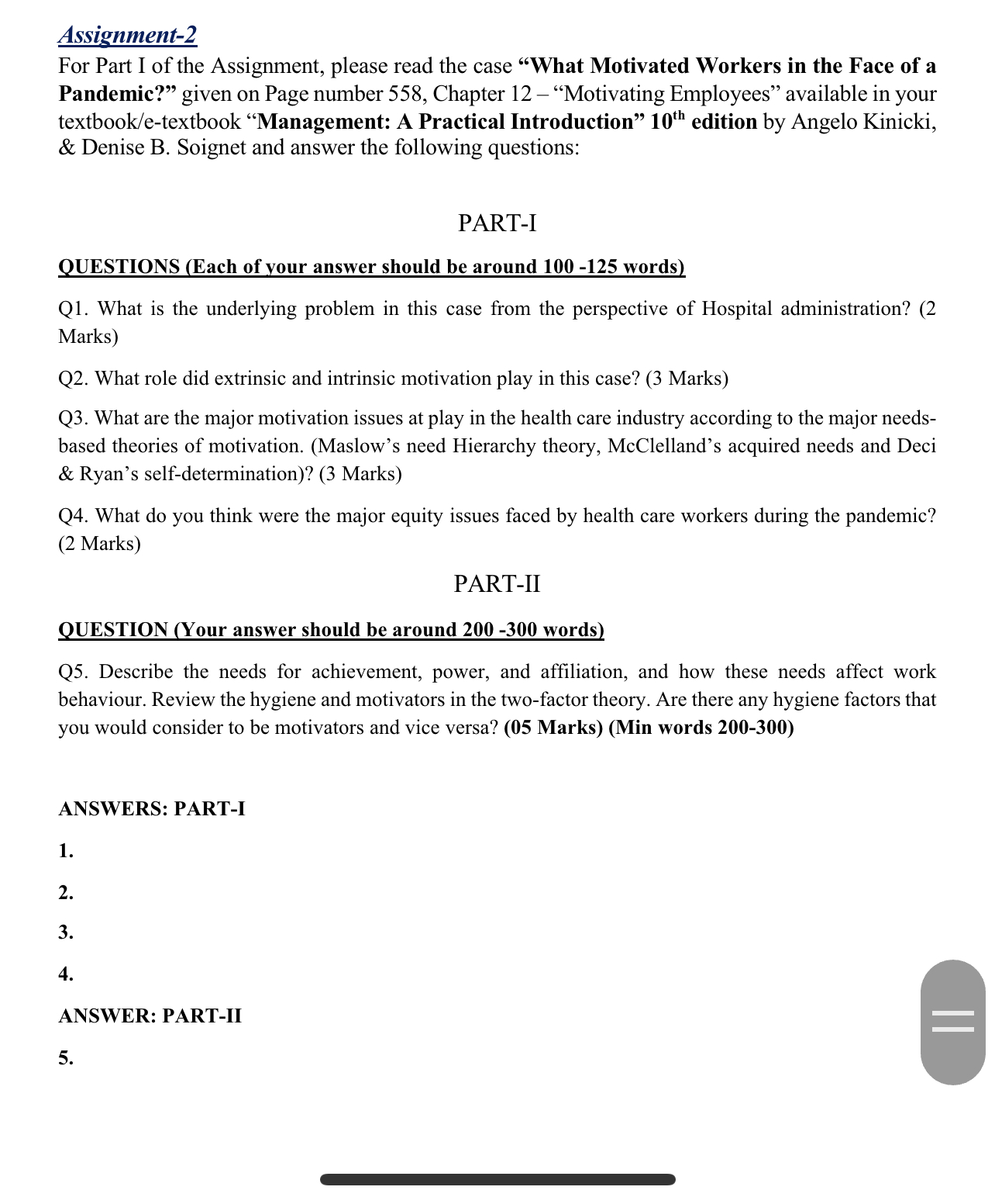  Assignment-2 For Part I of the Assignment, please read the case