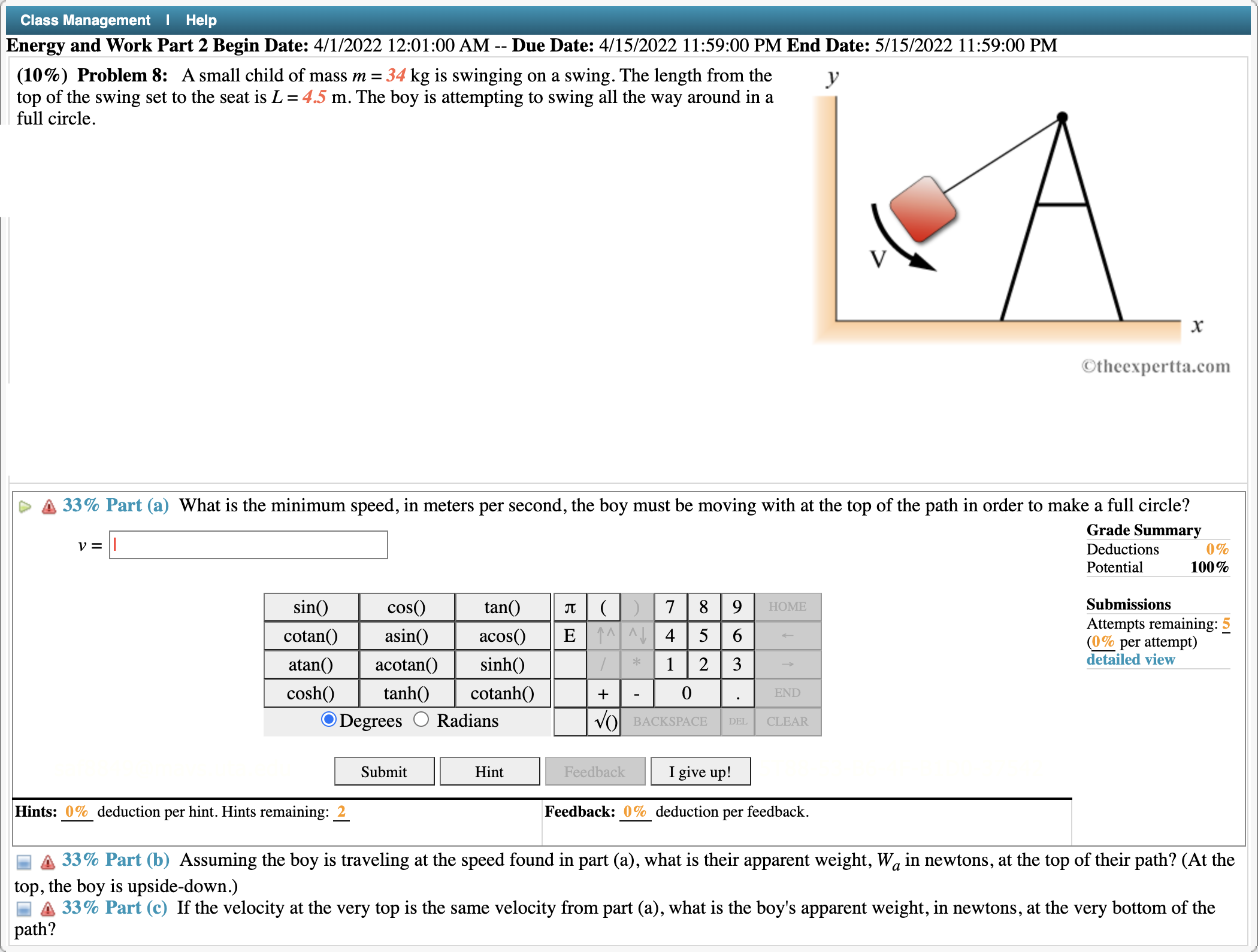 Class Management I Help Energy and Work Part 2 Begin Date: