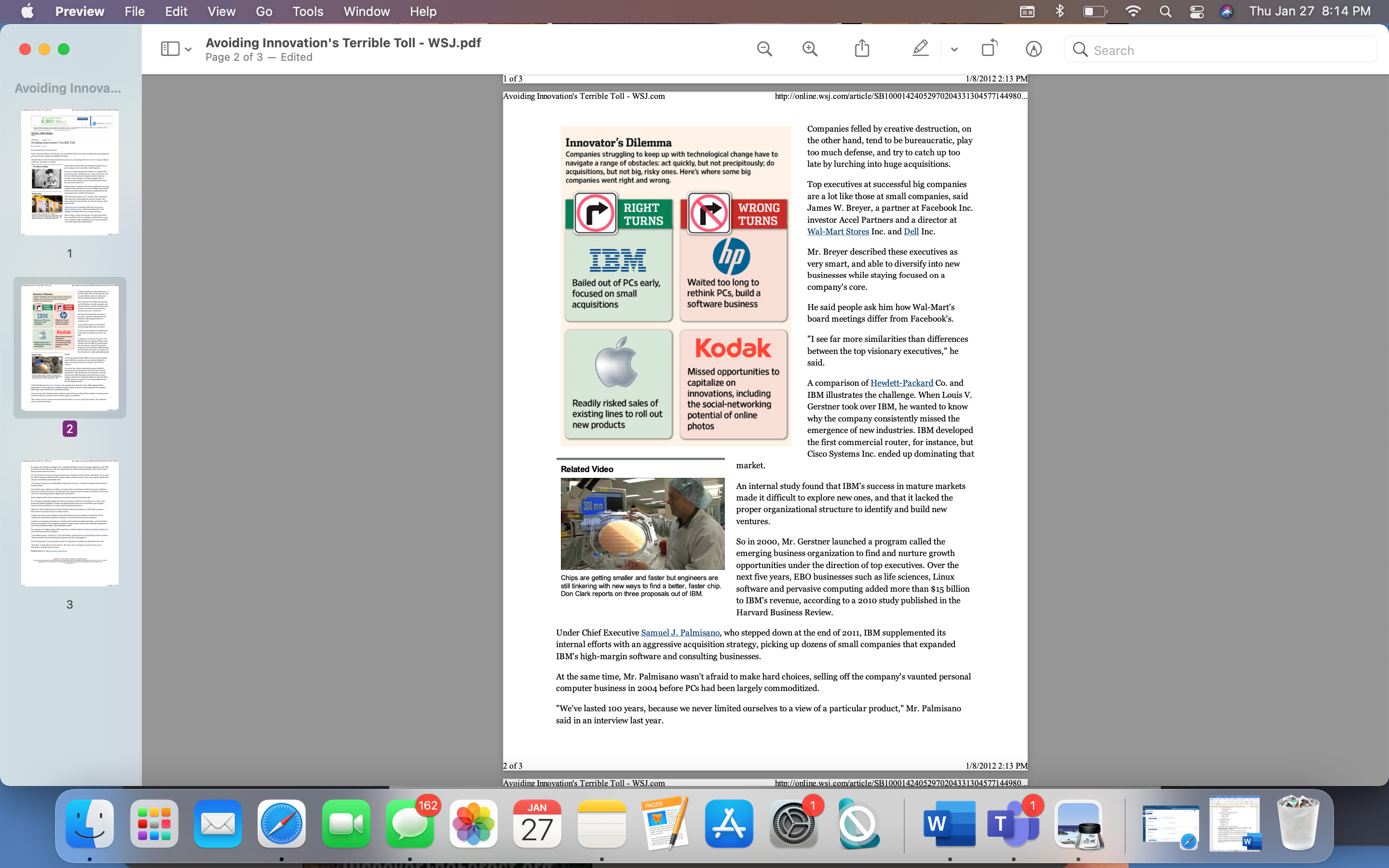 attached article presents examples of companies that declined because their commitment to