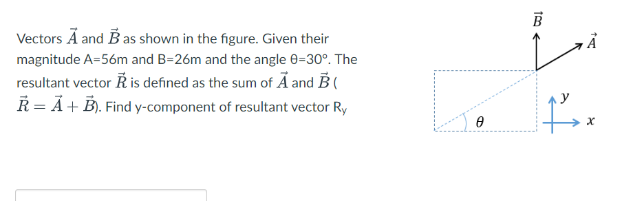 their magnitude A=47m and B=22m. The resultant vector R is defined as