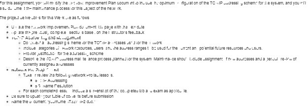 For this assignment, you'WA m dify the . J. .or Improvement