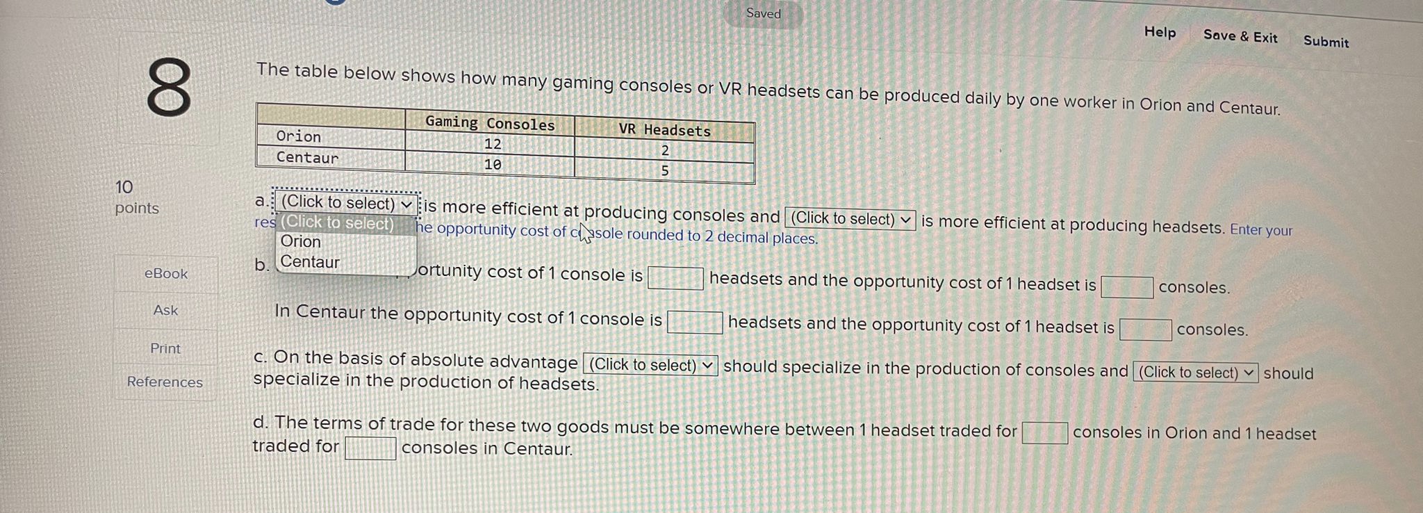  Saved Help Save & Exit Submit 8 The table below shows