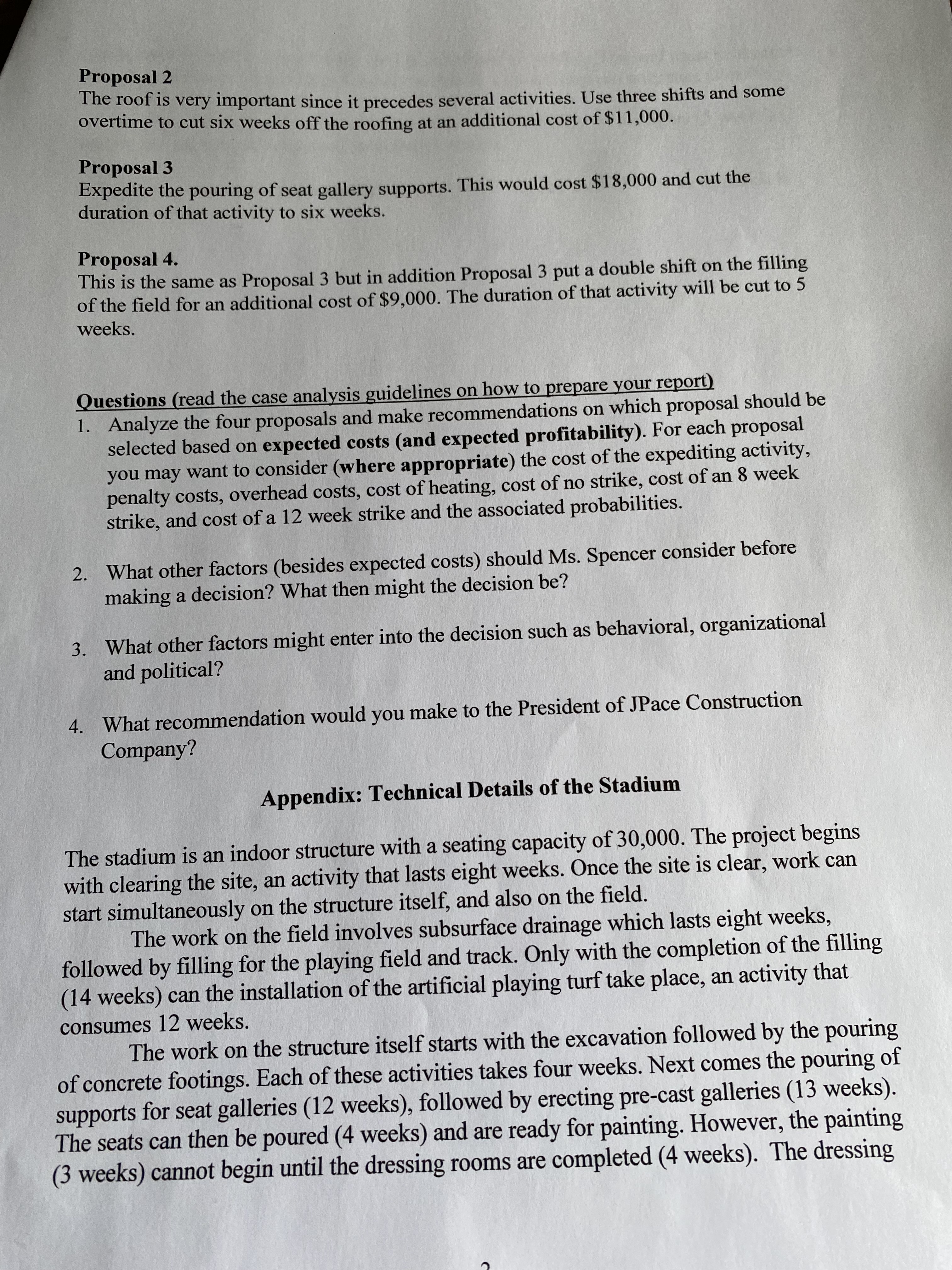 and include Gantt chart and excel calculation with explanation. Thanks. The Pace