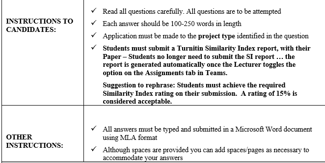 in length. Each question carries the same number of marks allocated. 1.