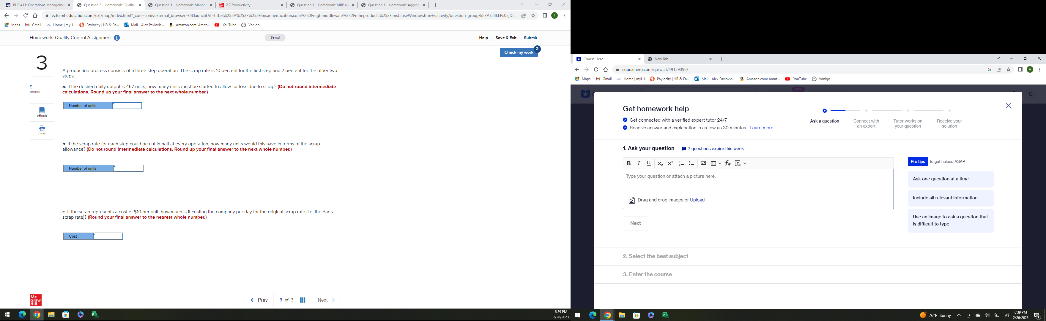  Lu BUS1411: Operations Manageme Question 3 - Question 1 - Homework: