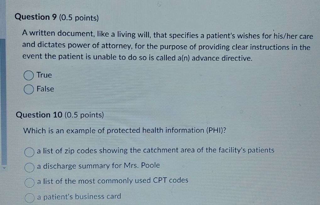 please help me to answer this question thank you Question 9 (0.5