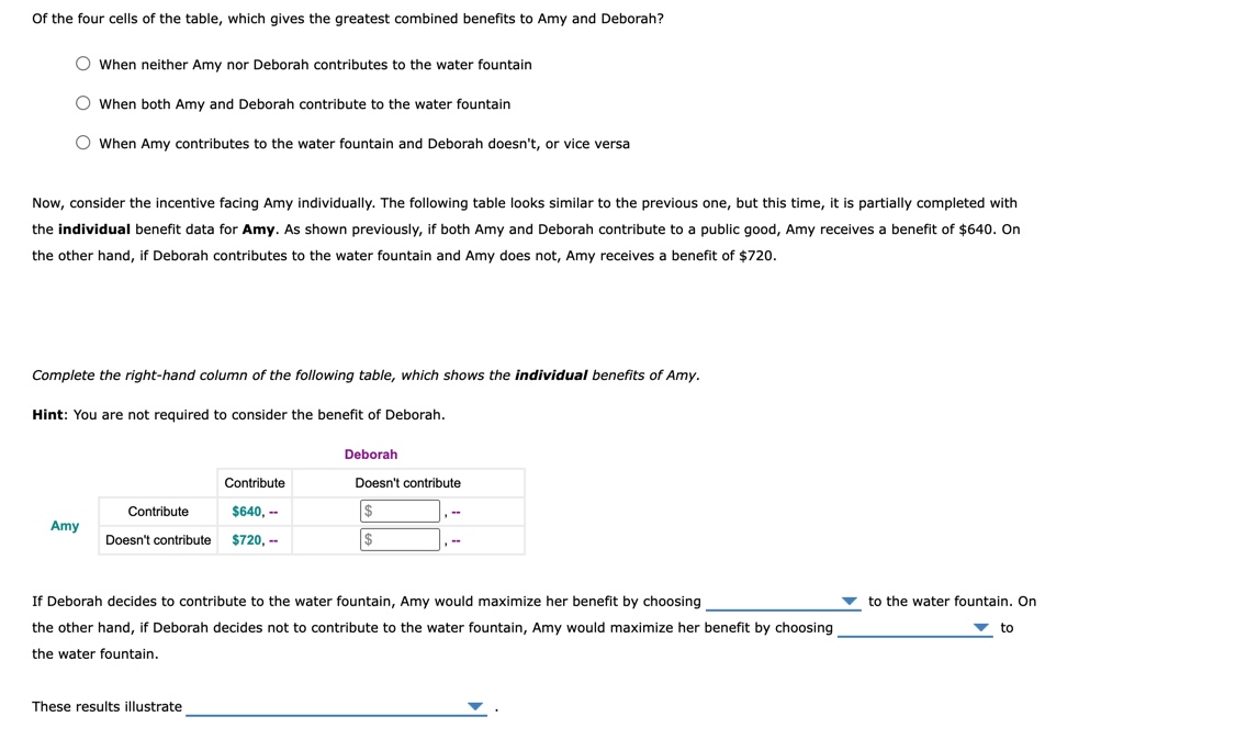 3. Voluntary contributions toward a public good Amy and Deborah are considering