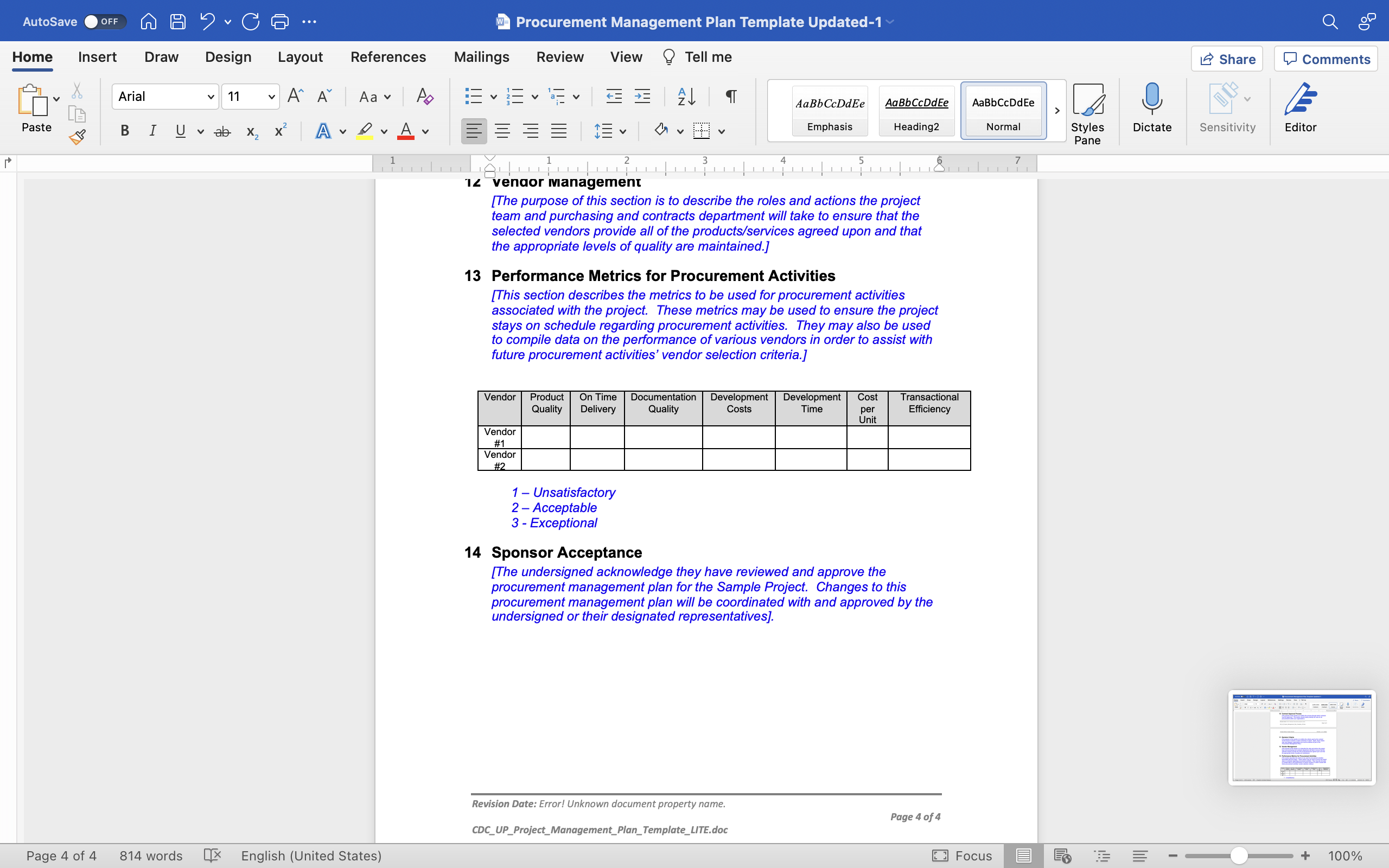 description pic AutoSave OFF A H . CG ... w Procurement Management