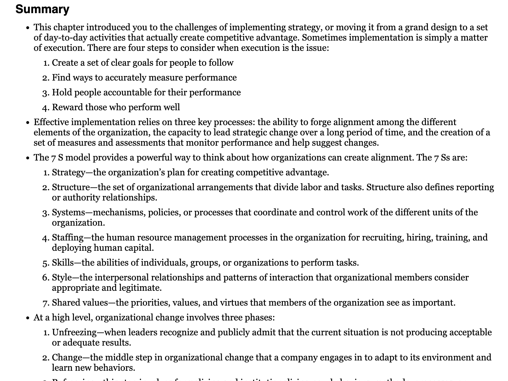 change such as those described in Chapter 12 of Dyer, Godfrey, Jensen,