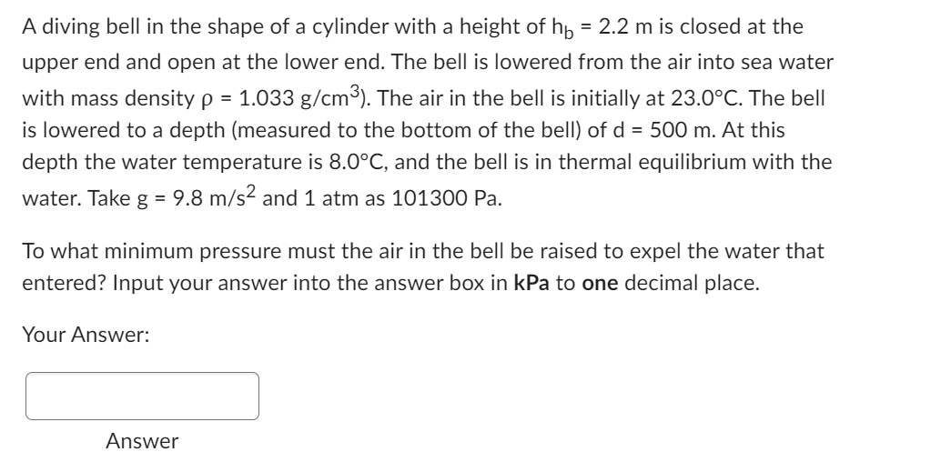 shape of a cylinder with a height of hb = 2.2 m