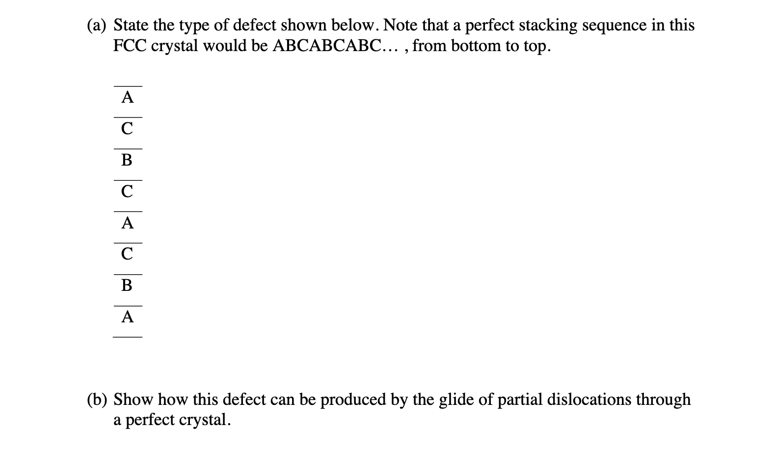  (a) State the type of defect shown below. Note that a