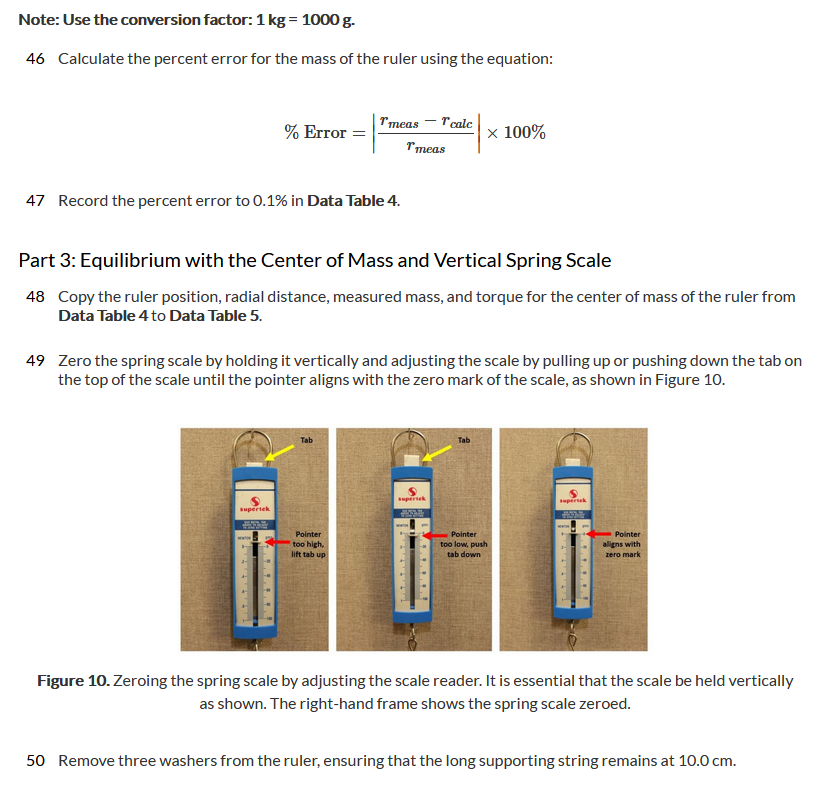 provided bv the spring scale using the equation: 59 Record the calculated