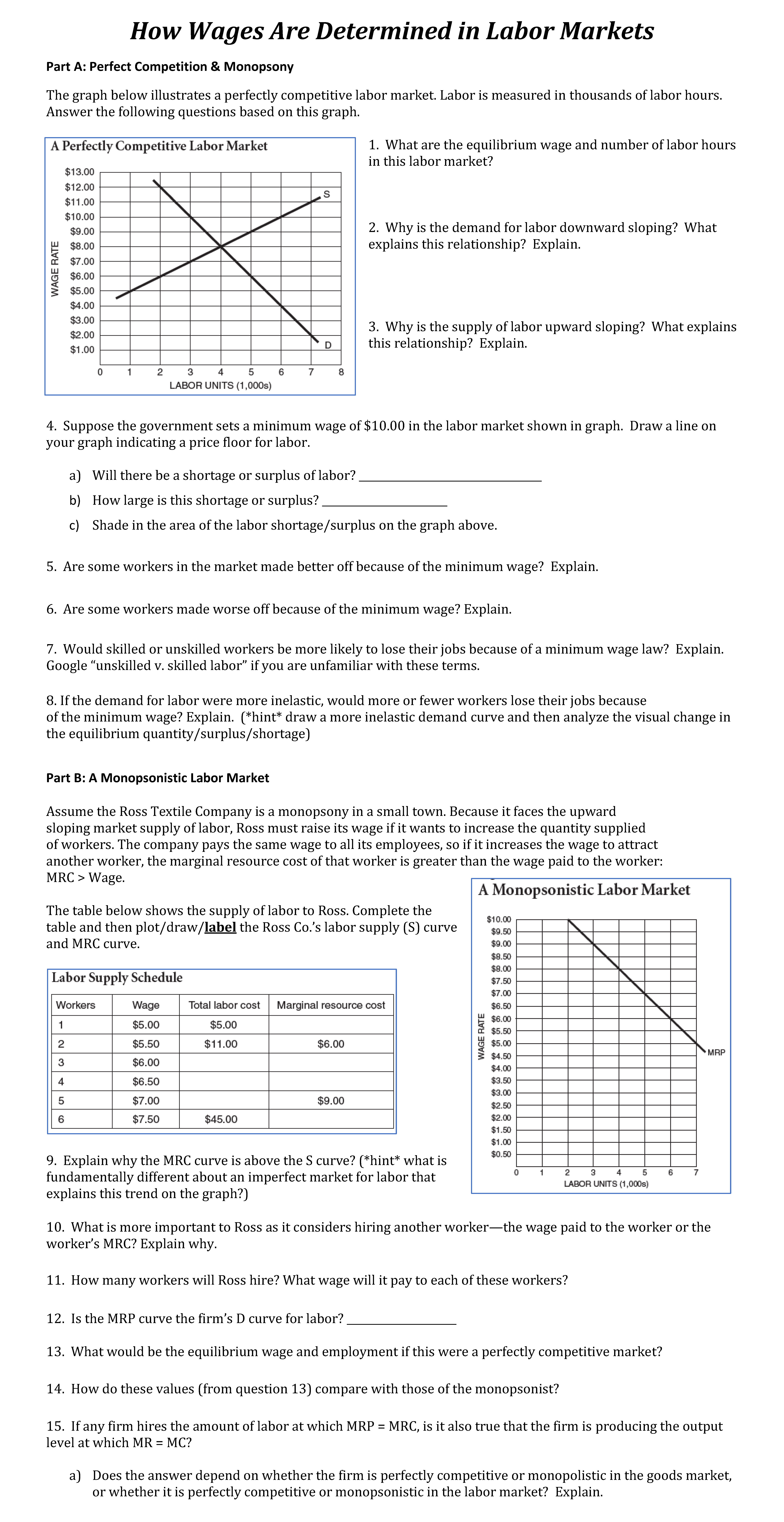 Please answer ALL questions, draw a graph when/if it is related to